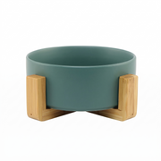 Fluffy Fur Premium Ceramic Pet Bowl with Elevated Bamboo Stand